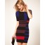 KM Fashion Stipes Pattern Knitted Dress Evening Dress