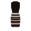 KM New Arrival Irregular Neck Stripes Pattern Sleeveless Dress Evening Dress