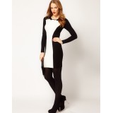 Wholesale - KM  Corlor Contrast Knitted Slim Dress Evening Dress