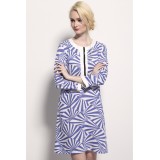 Wholesale - Ninth Sleeve Geometric Figures Printing Dress Evening Dress