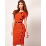 Wholesale - KM  Unique Design Solid Color Short Sleeve Slim Dress Evening Dress 7348