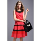 Wholesale - KM Slim Stripe Pattern Color Contrast Slim Lady Dress Evening Dress DL201
