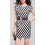 AS New Arrival Chessboard Pattern Short Sleeve Slim Dress Evening Dress KC088