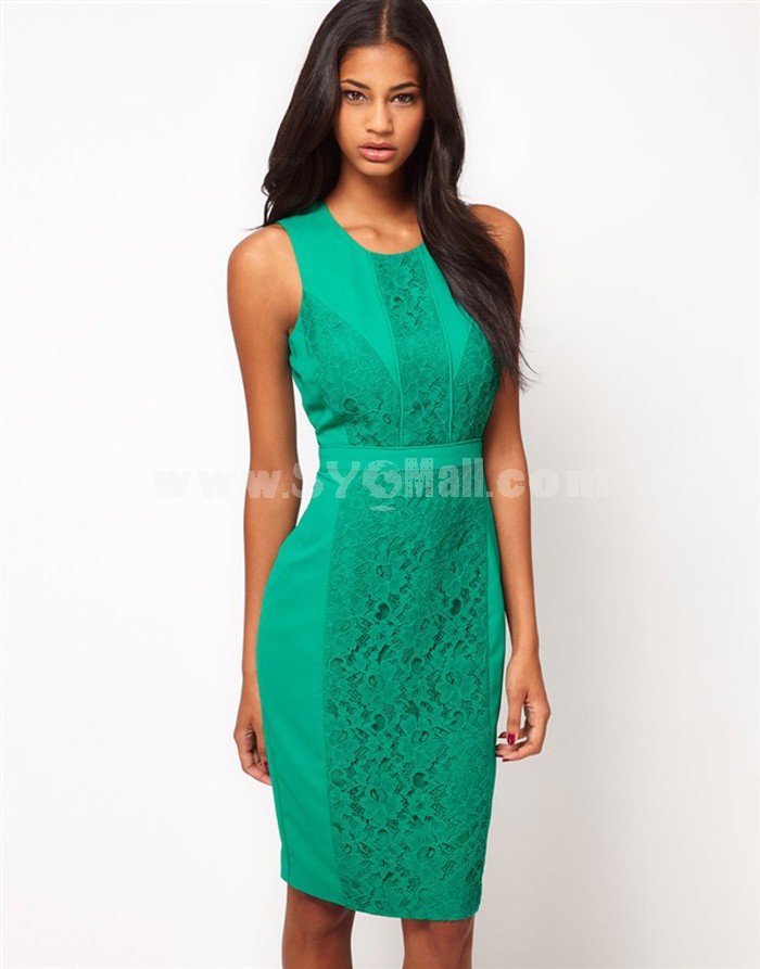 New Arrival Exqusite Lace Joint Slim Dress Evening Dress 133