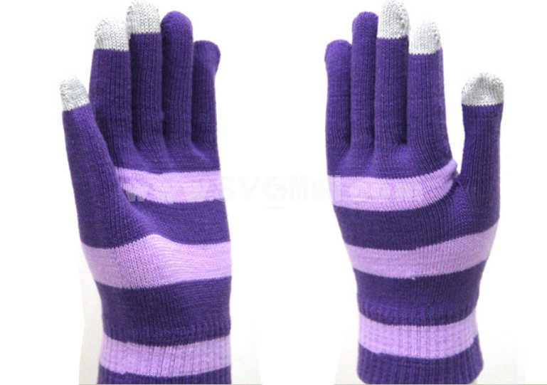 Strips warm knitted touchscreen gloves