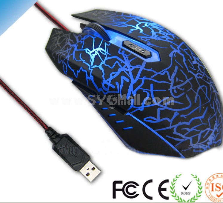Laser Etching Colorful Flashing Wired Gaming Mouse