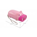wholesale - Piggy Hand Squeeze Flashlight with Double LED and Lanyard, Random Color