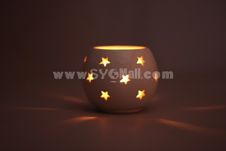 European Creative Ceramic Hallowed-out Candle Holder Candlestick