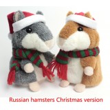 wholesale - 5.5" Russian Talking Hamster Christmas Version Stuffed Animal Voice Recording/Repeating Toy