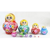 Wholesale - 10pcs Handmade Wooden Russian Nesting Doll Toy Colorful Girl
