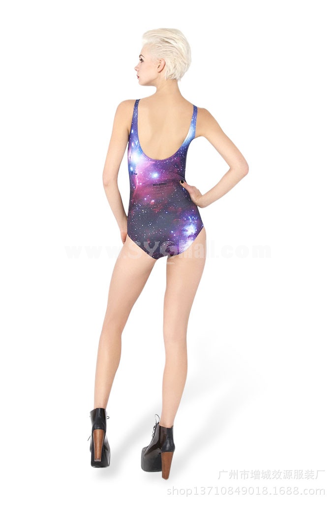 Women's Sexy One-piece Swimsuit Swinmwear Bathing Suit One Piece Bikini Starry Sky Pattern Y016
