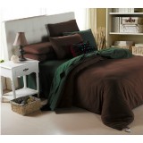 Wholesale - LLANCL Pure Color 4 Pieces Duvet Cover Set Bedding Set -- Brown/Green