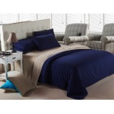 Wholesale - LLANCL Pure Color 4 Pieces Duvet Cover Set Bedding Set -- Khaki/Blue