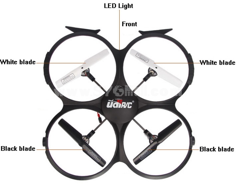 YOUDI 2.4GHz four-rotor aircraft 360 Degree Roll Over Acrobatics RC UFO with LED Light