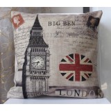 Wholesale - Retro London Union Jack Big Ben Linen Square Cushion Covers No Inner 45*45cm/18" * 18" 
