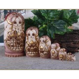 Wholesale - 7pcs Wooden Wooden Russian Nesting Doll Toy Russian Doll Handmade Wishing Dolls -- Pink