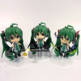 wholesale - Green Hair Hatsune Miku Figure Toys with Standing Board 3pcs/Lot 10cm/3.9inch