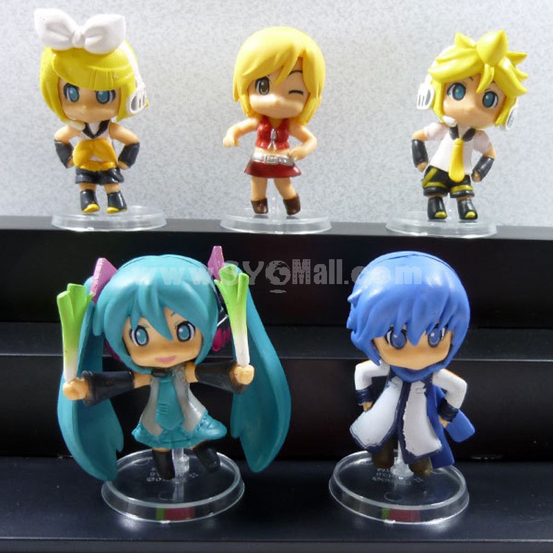 Hatsune Miku Figure Toys with Standing Board 5pcs/Lot 6cm/2.4inch