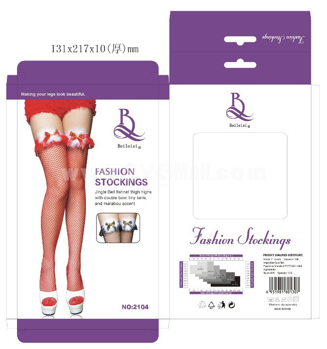 Lady Sexy Stockings Red Fishnet Stockings with Bowknot