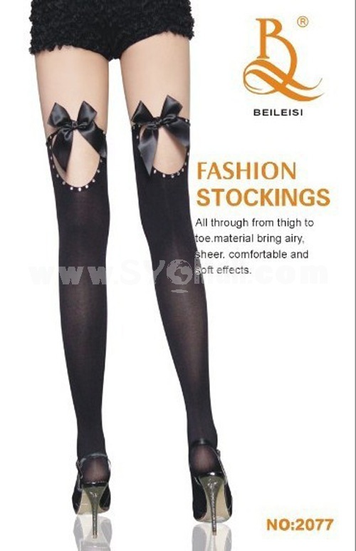 Sexy Stockings Bowknot Black Thigh Hight Stocking 2077