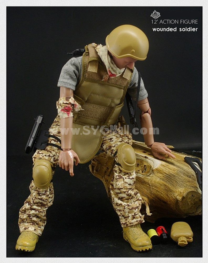 1:6 Soldier Model Military Model Figure Toy Wounded Soldier 12"