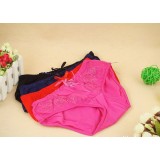 Wholesale - Lady Middle Waist Solid Color Emboidery Underwear (2931K)