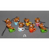 Wholesale - Brown Rilakkuma Figures Toys Pendants 4cm/1.6" 8pcs/Kit