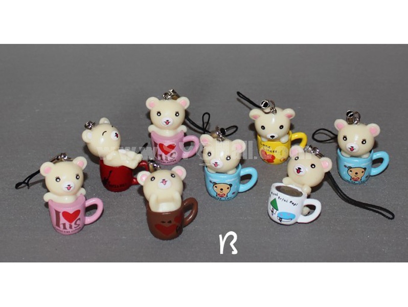 White Rilakkuma Figures Toys Pendants 4cm/1.6" 8pcs/Kit