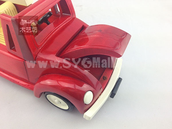 Handmade Wooden Decorative Home Accessory Red Beetle Car Vintage Car Classic Car Model 2001