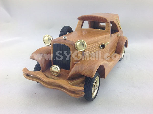 Handmade Wooden Decorative Home Accessory with Metal Decoration Vintage Car Classic Car Model 2006