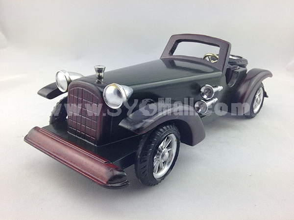 Handmade Wooden Decorative Home Accessory with Metal Decoration Extended Edition Vintage Car Classic Car Model 2013