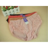 Wholesale - Lady Middle Waist Solid Color Emboidery Underwear (7918K)