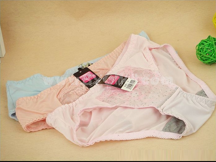 Lady Cotton Solid Color Emboidery Underwear (3810K)
