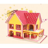 Wholesale - DIY Wooden 3D Jigsaw Puzzle Model Colorful House F401