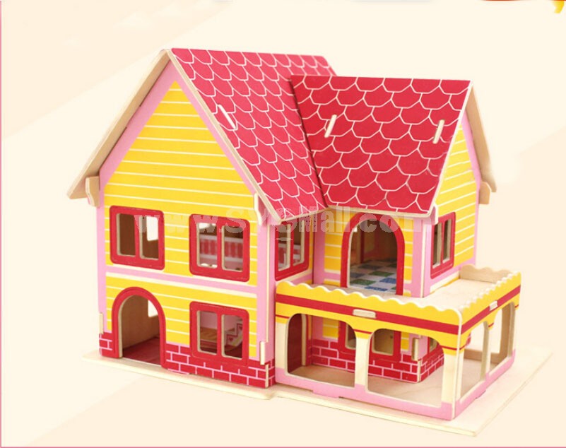 DIY Wooden 3D Jigsaw Puzzle Model Colorful House F401