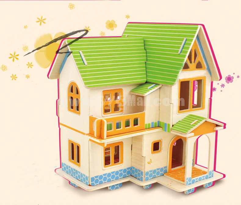 DIY Wooden 3D Jigsaw Puzzle Model Colorful House F402