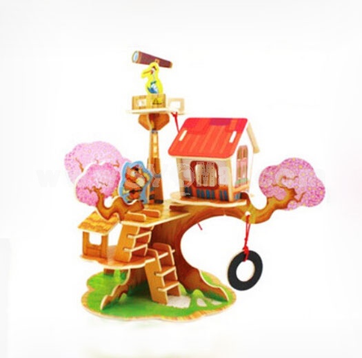 DIY Wooden 3D Jigsaw Puzzle Model Colorful House F110