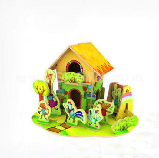 DIY Wooden 3D Jigsaw Puzzle Model Colorful House F103