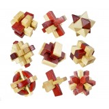 wholesale - 9 x Kongming Locks Inteligence Jigsaw Puzzles Wooden Interlocked Toys