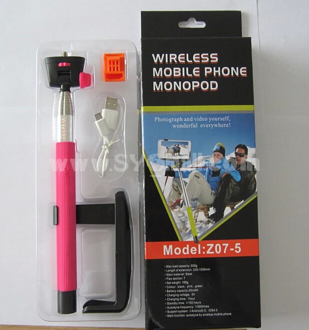 Wireless Bluetooth Mobile Phone Monopod with Clip Self-Portrait Monopod