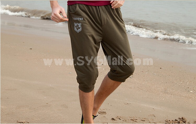 Men Casual Slim Summer Cropped Trousers Sport Pants Yoga Pants