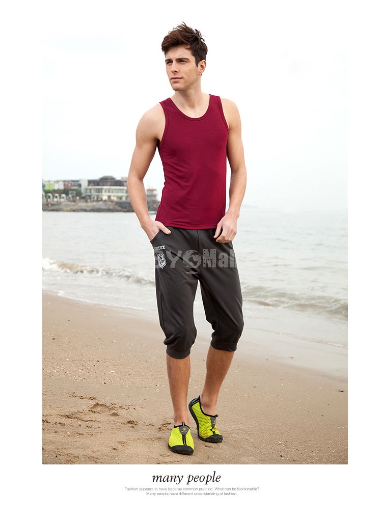 Men Casual Slim Summer Cropped Trousers Sport Pants Yoga Pants