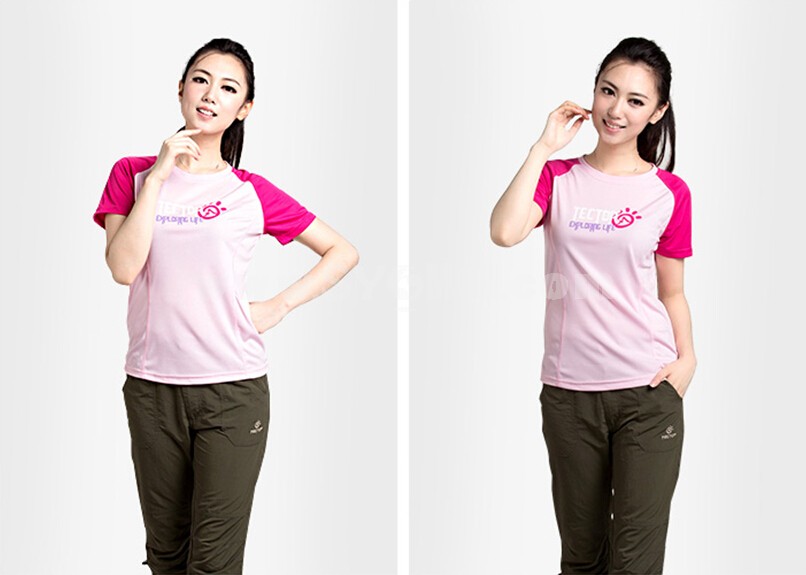 Women Breathable Sun Protection Clothing Quick-Dry Short Sleeve Shirt 3066