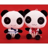 wholesale - Cute Lovers Gentleman Panda Plush Toy with Red & Blue Tuxedo 31cm/12.2" 2pcs/Lot