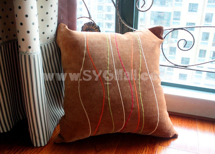 Home/Car Decoration Corduroy Pillow Cushion Inner Included -- Colorful Lines