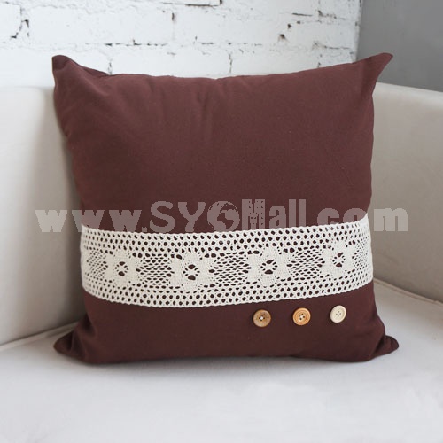 Home/Car Decoration Pillow Cushion Inner Included -- Lace & Wooden Button