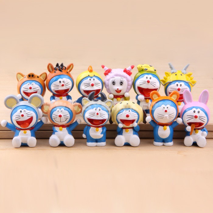 Animal Pattern Doraemon Figure Toys Action Figures 12pcs/Lot 2.0inch