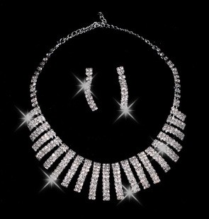 Beautiful Alloy Rhinestone Wedding Bridal Necklace and Earrings Jewelry Set