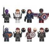 wholesale - 8Pcs Super Heroes Black Widow Falcon Taskmaster Lego Compatible Building Blocks Minifigures Toys X0272 (1378-1385)