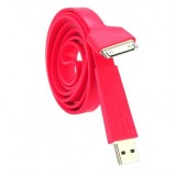 Wholesale - 105cm/41.34inch Flat Noodle USB Silicone Cable for iPhone/iPod/iPad - Red